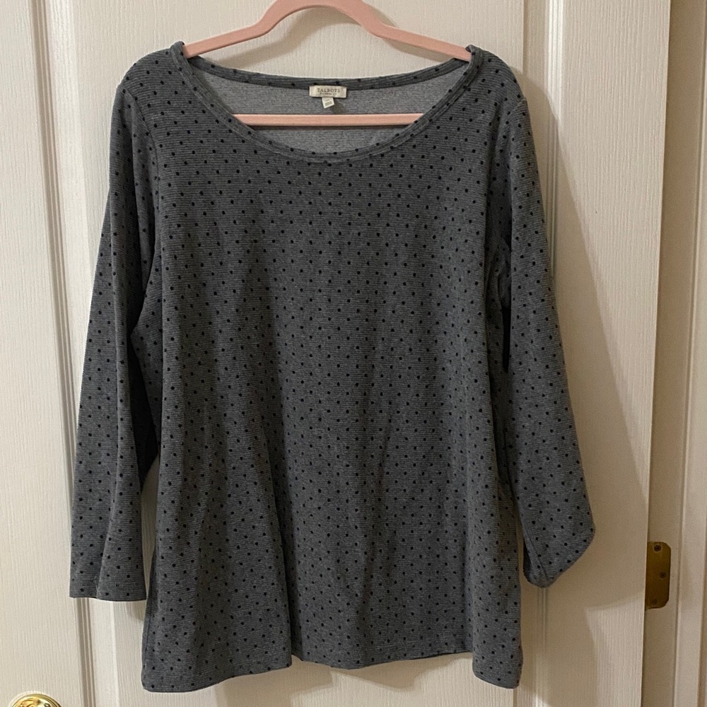 Talbots Charcoal Dotted Top